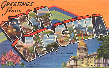 Featured is a West Virginia big-letter postcard image from the 1940s obtained from the Teich Archives (private collection).